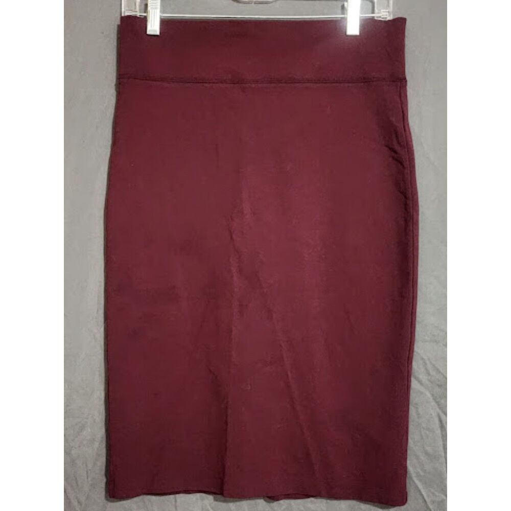 Labijou Burgundy Stretch Pencil Skirt Bodycon Workwear Midi Size L